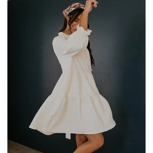 Roolee Cream Ruffle Dress 🤍
